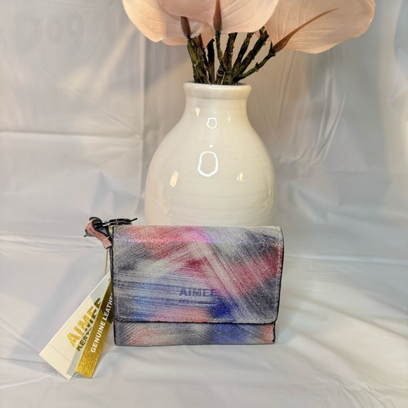 Aimee Kestenberg Accessories - NWT Genuine Leather Wallet By Aimee K! Pastels In A  Metallic Brush